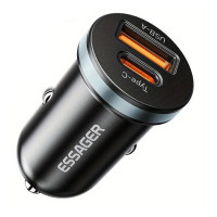 Автомобільний зарядний пристрій Essager ES-CC12 30W, USB-A, USB-C, black
