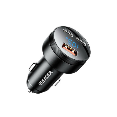 Автомобільний зарядний пристрій Essager FSJ-008 105W USB-A, USB-C LED black Автомобільний зарядний пристрій Essager FSJ-008 105W USB-A, USB-C LED black