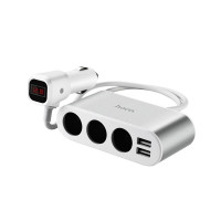 Автомобільний зарядний пристрій розгалужувач Hoco Z13 2 USB 3100 mA LCD silver