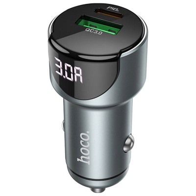 Автомобільний зарядний пристрій Hoco Light Road Z42 USB-A, USB-C black
