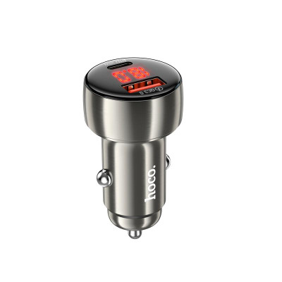 Автомобільний зарядний пристрій Hoco Leader Z50 USB-A, USB-C gray