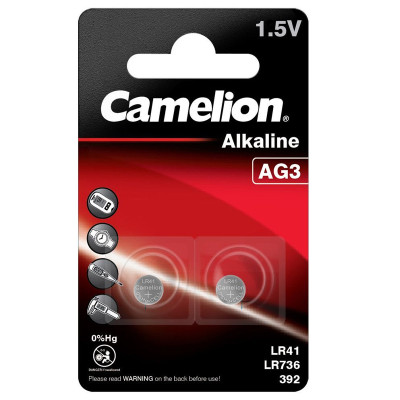 Батарейка Camelion AG3 LR41 Alkaline 2шт (AG3-BP2)