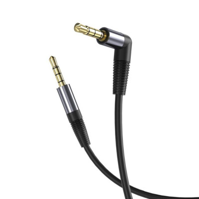 Аудіо-кабель XO NB-R205 AUX 3.5 мм кутовий black