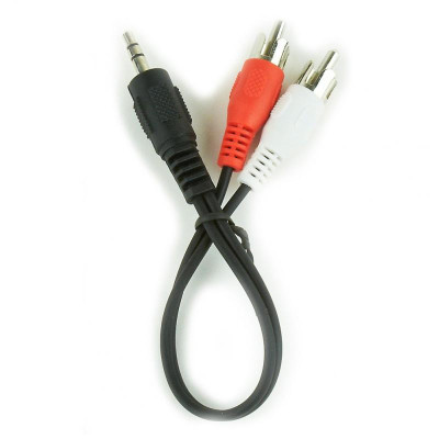Аудіо-кабель Cablexpert CCA-458 AUX 3.5 мм на 2RCA тюльпани 20см black