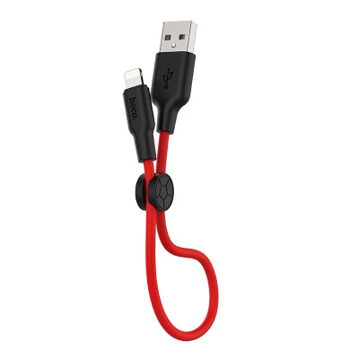 USB кабель Hoco X21 Plus Silicone Lightning 25см black red