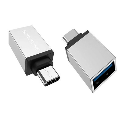 Перехідник OTG USB-Type C Borofone BV3 silver
