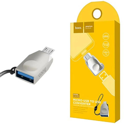 Перехідник OTG USB-MicroUSB Hoco UA10 grey