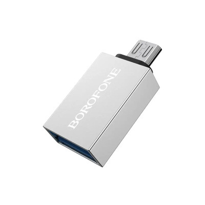 Перехідник OTG USB-MicroUSB Borofone BV2 silver