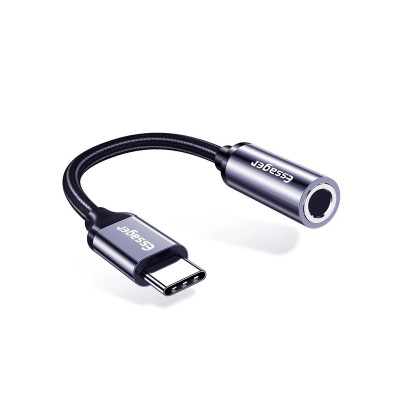 Перехідник на навушники з 3.5 на Type-C Essager black