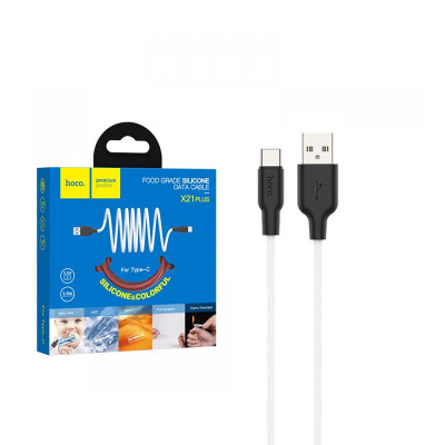 USB кабель Hoco X21 Plus Silicone Type-C black-white