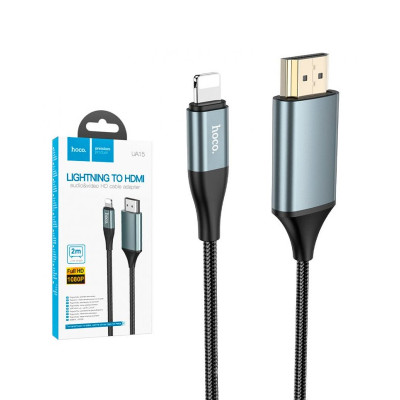 Кабель Lightning to HDMI Hoco UA15 1080p HD 2м grey