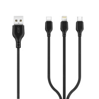USB кабель XO NB103 3 в 1 microUSB, Lightning, Type-C black