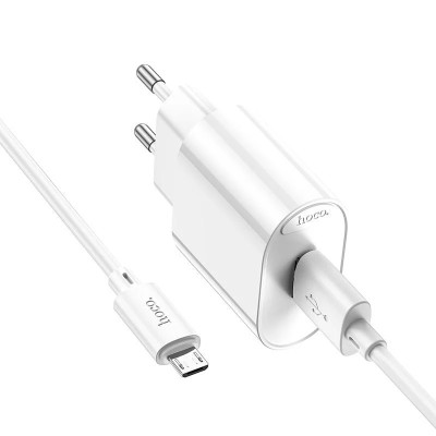 Зарядний пристрій з кабелем microUSB Hoco C109A 1 USB 3000 mA QC 3.0 white