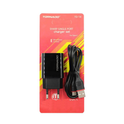 Зарядний пристрій з кабелем microUSB Tornado TD-14 1 USB 2100 mA black