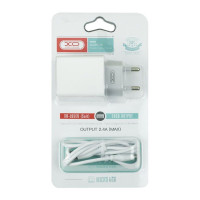 Зарядний пристрій з кабелем microUSB XO L65 2 USB 2400 mA white