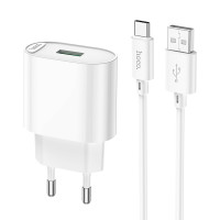 Зарядний пристрій з кабелем Type-C Hoco C109A 1 USB 3000 mA QC 3.0 white