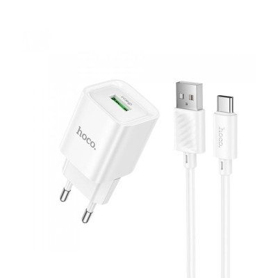 Зарядний пристрій з кабелем Type-C Hoco C145A 1 USB 3000 mA QC 3.0 white