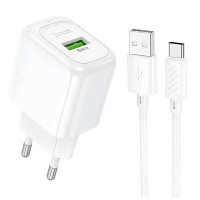 Зарядний пристрій з кабелем Type-C Hoco CS52A 1 USB 3000 mA QC 3.0 white