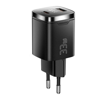 Зарядний пристрій Essager USB-A, Type-C LCD 33W (ES-CD45) black