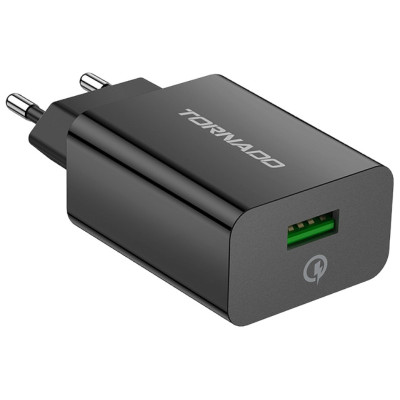 Зарядний пристрій Tornado TD-15 1 USB 3000 mA QC 3.0 black