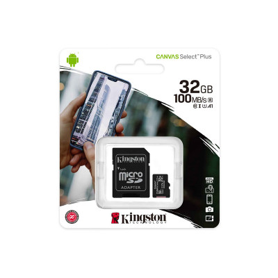 Карта пам'яті microSD 32 Гб Kingston з адаптером 100 MB/s UHS-I class 10
