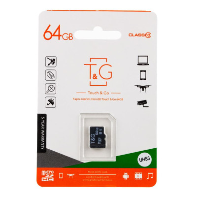 Карта пам'яті microSD 64 Гб T&G class 10 Карта пам'яті microSD 64 Гб T&G class 10