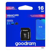 Карта пам'яті microSD 16 Гб Goodram з адаптером 100 MB/s class 10