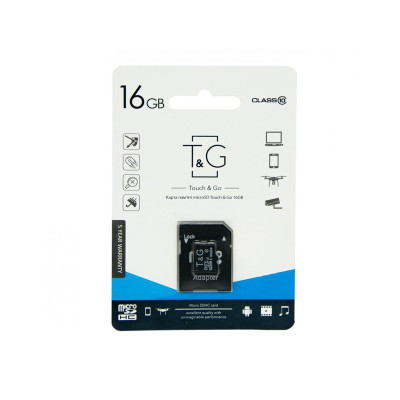 Карта пам'яті microSD 16 Гб T&G з адаптером UHS-I class 10