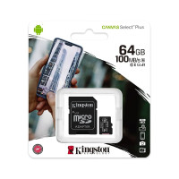Карта пам'яті microSD 64 Гб Kingston з адаптером 100 MB/s UHS-I class 10