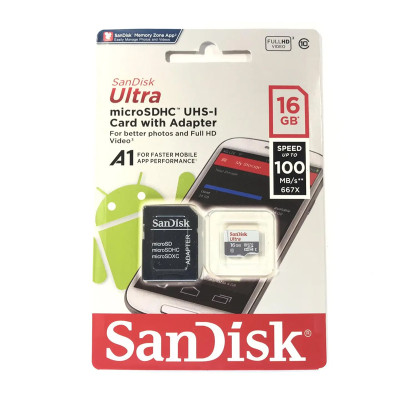 Карта пам'яті microSD 16 Гб SanDisk з адаптером class 10