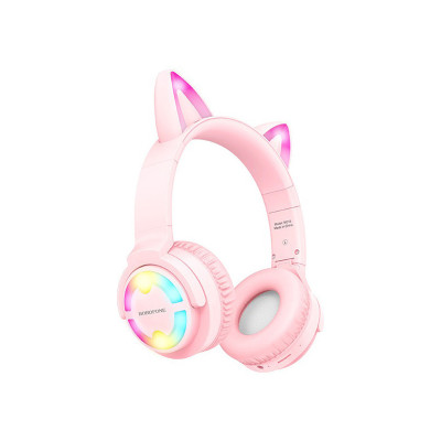 Навушники Bluetooth Borofone BO15 CAT Ear накладні pink