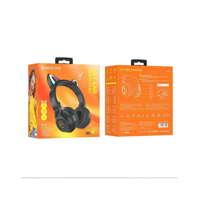 Навушники Bluetooth Borofone BO18 CAT Ear накладні black