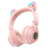 Навушники Bluetooth Borofone BO18 CAT Ear накладні pink