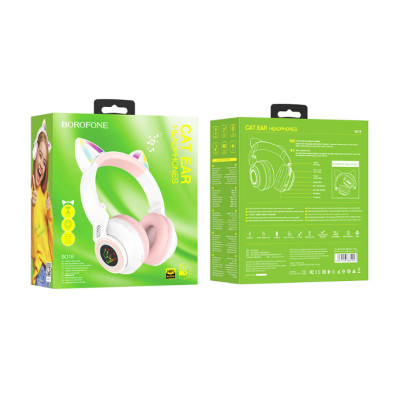 Навушники Bluetooth Borofone BO18 CAT Ear накладні white