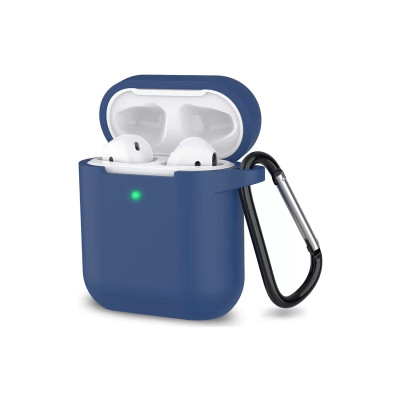 Чохол для Airpods 1, 2 silicon microfiber dark blue
