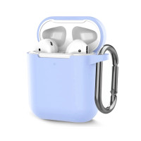 Чохол для Airpods 1, 2 silicon microfiber blue mist