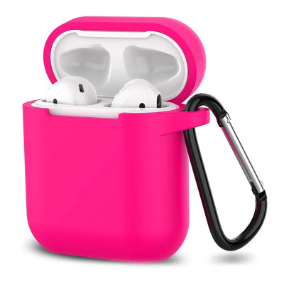 Чохол для Airpods 1, 2 silicon microfiber hot pink