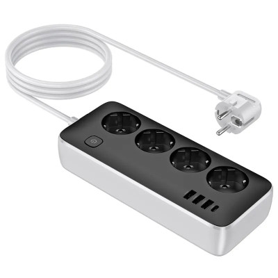 Мережевий подовжувач Hoco A21 4 розетки, 3 USB-A, 1 USB-C 3 метри 2500W black