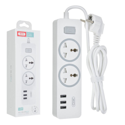 Мережевий подовжувач XO WL04, 2 розетки, 3 USB, 1.8 метра white