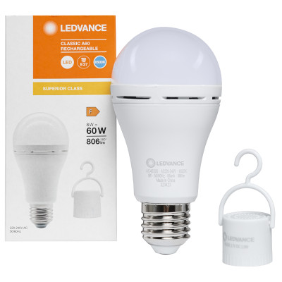 LED лампа з акумулятором E27 Ledvance A60 6500K 8W 1800mAh 806Lm
