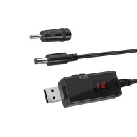 USB кабель для роутеру від павербанку 5В на 9, 12В з перемикачем black