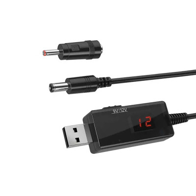 USB кабель для роутеру від павербанку 5В на 9, 12В з перемикачем black
