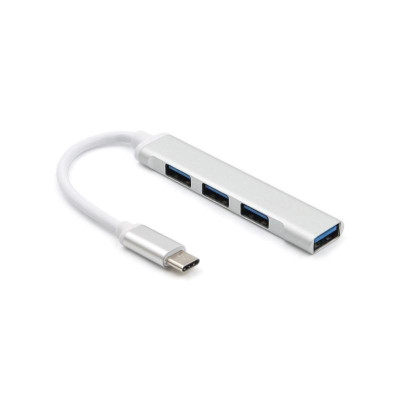 USB-hub Type-C to 4 USB метал silver