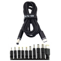 Кабель живлення для ноутбуків Type-C to DC 5.5x2.1мм 100W з перехідниками black