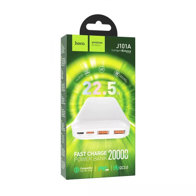 Зовнішній акумулятор Hoco J101A QC3.0 PD 20W QC 22.5W 20000 mAh white